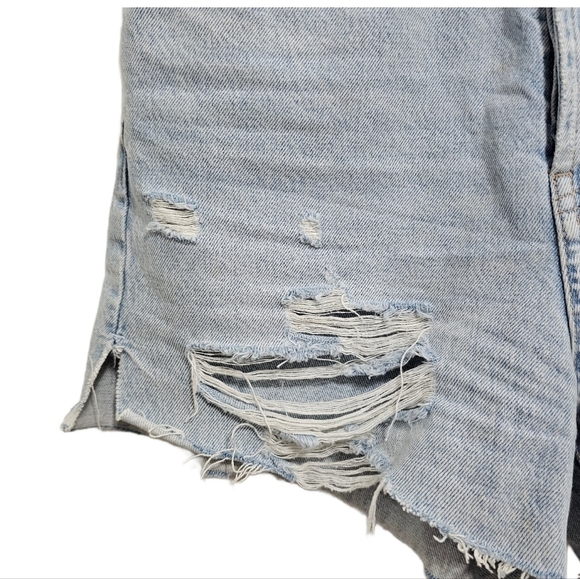 Zara high waist 90s ripped grunge style button light blue jean shorts size 8 - Picture 7 of 11